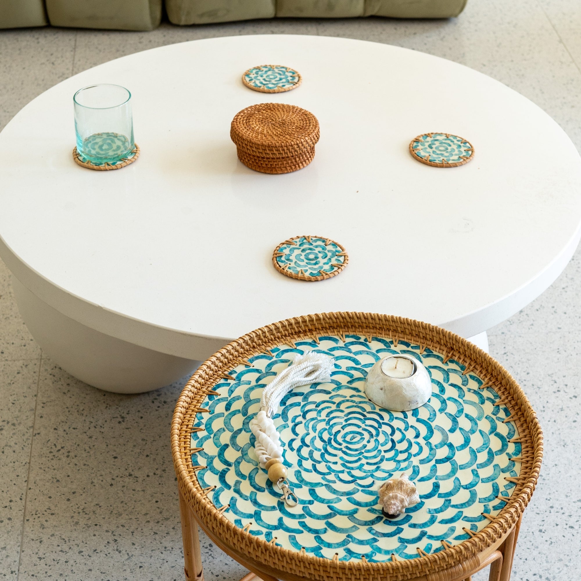 Bloom Rattan Coasters (Set of 4)