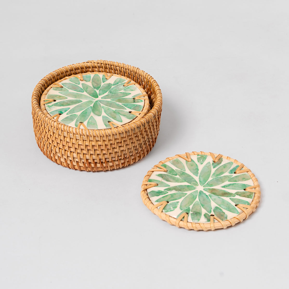Bliss Rattan Coasters (Set of 6) – Mother of Pearl | Handwoven Coastal ...