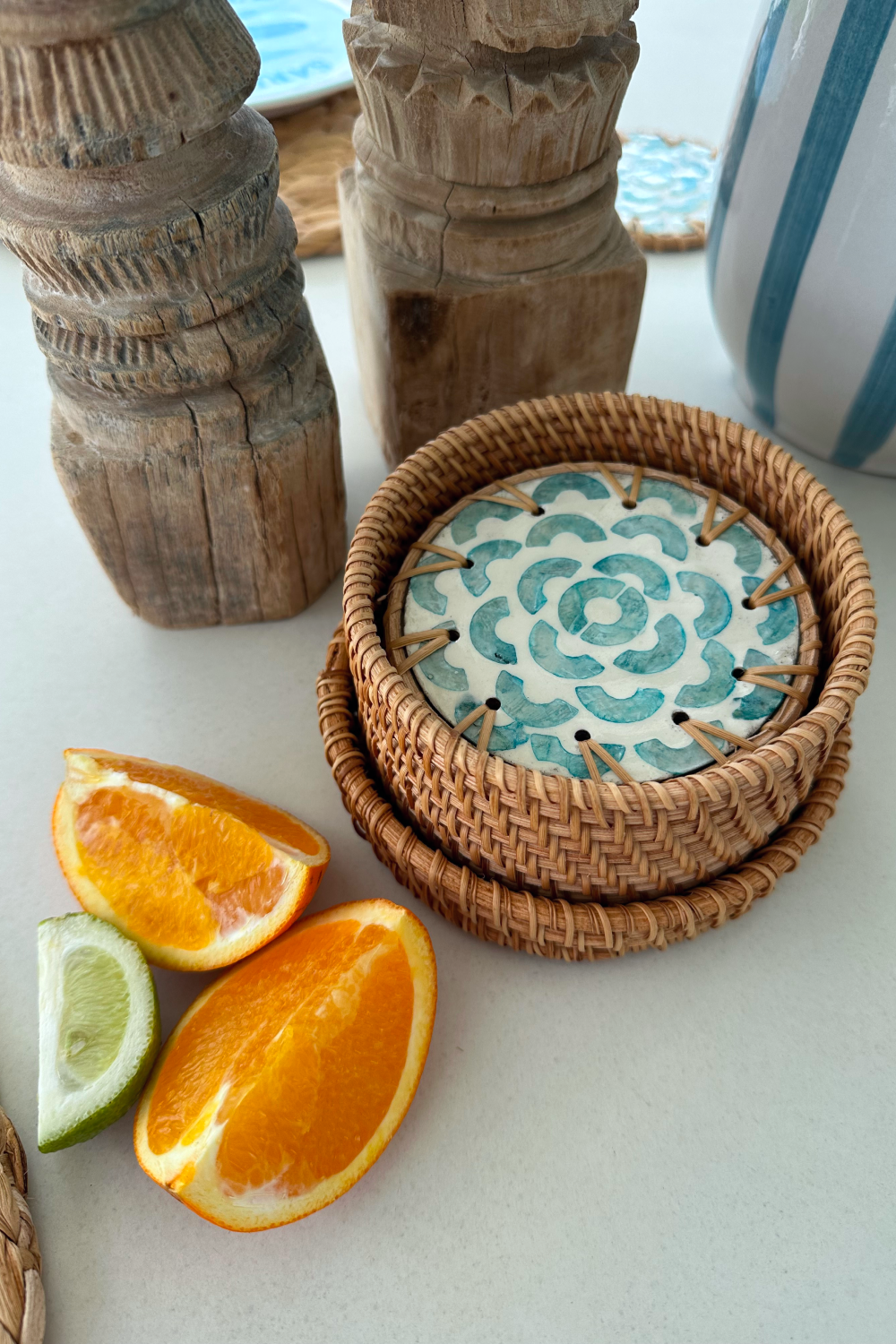Rattan coasters hot sale