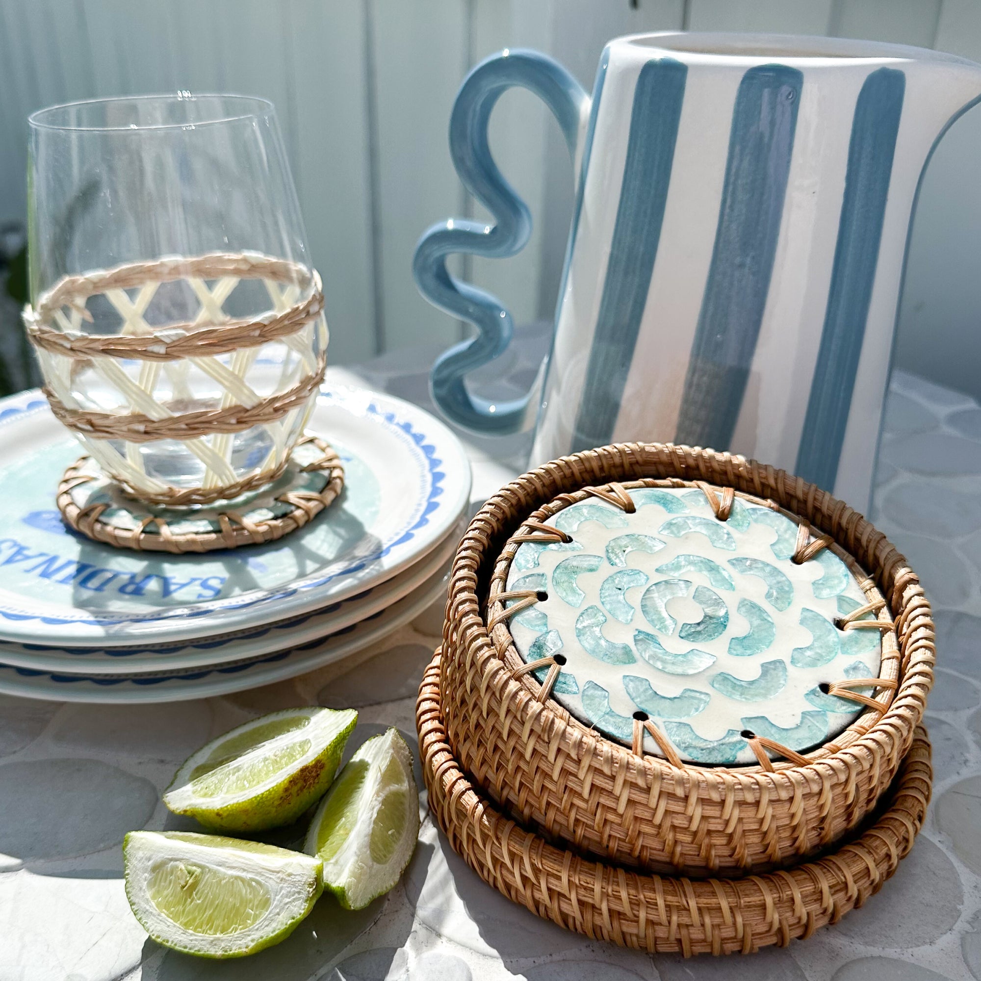 Bloom Rattan Coasters (Set of 6)