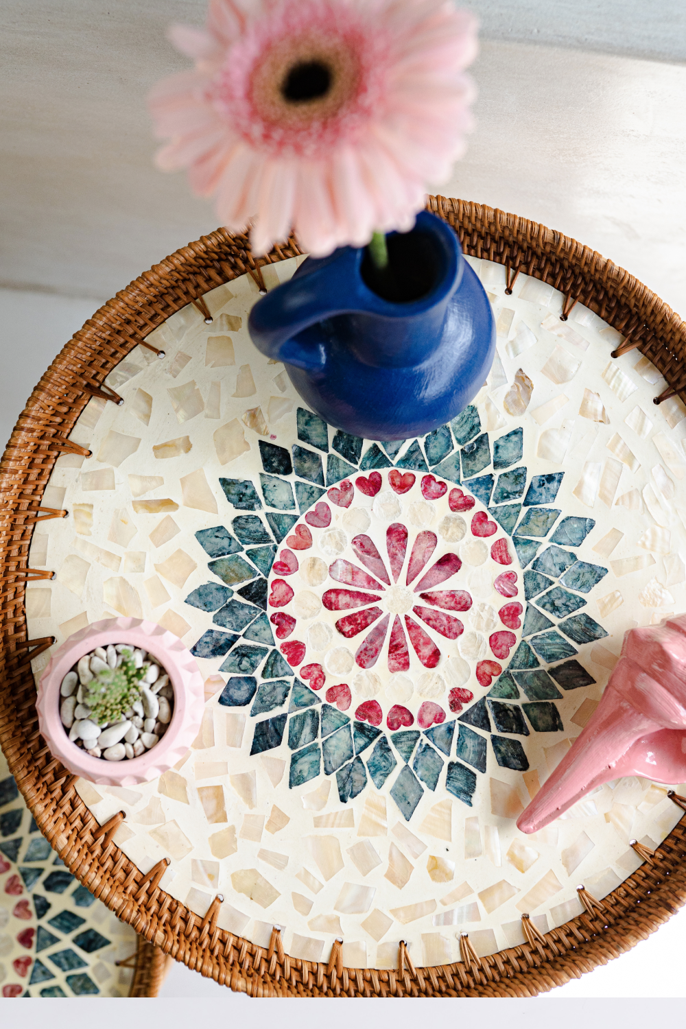 Floral Rattan Table