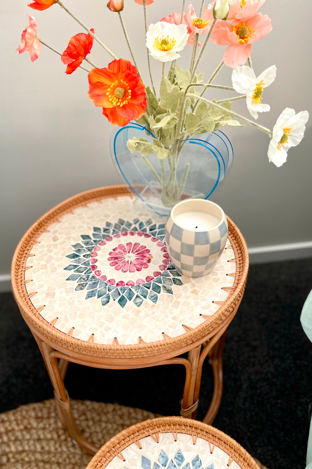 Floral Rattan Table