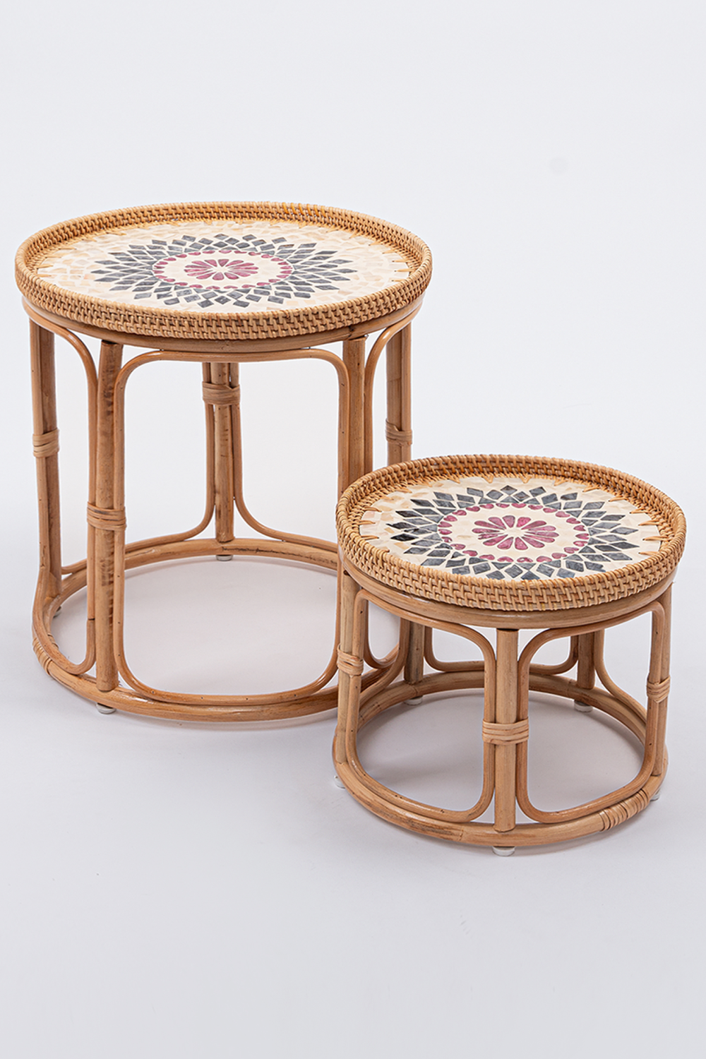 Floral Rattan Table Set