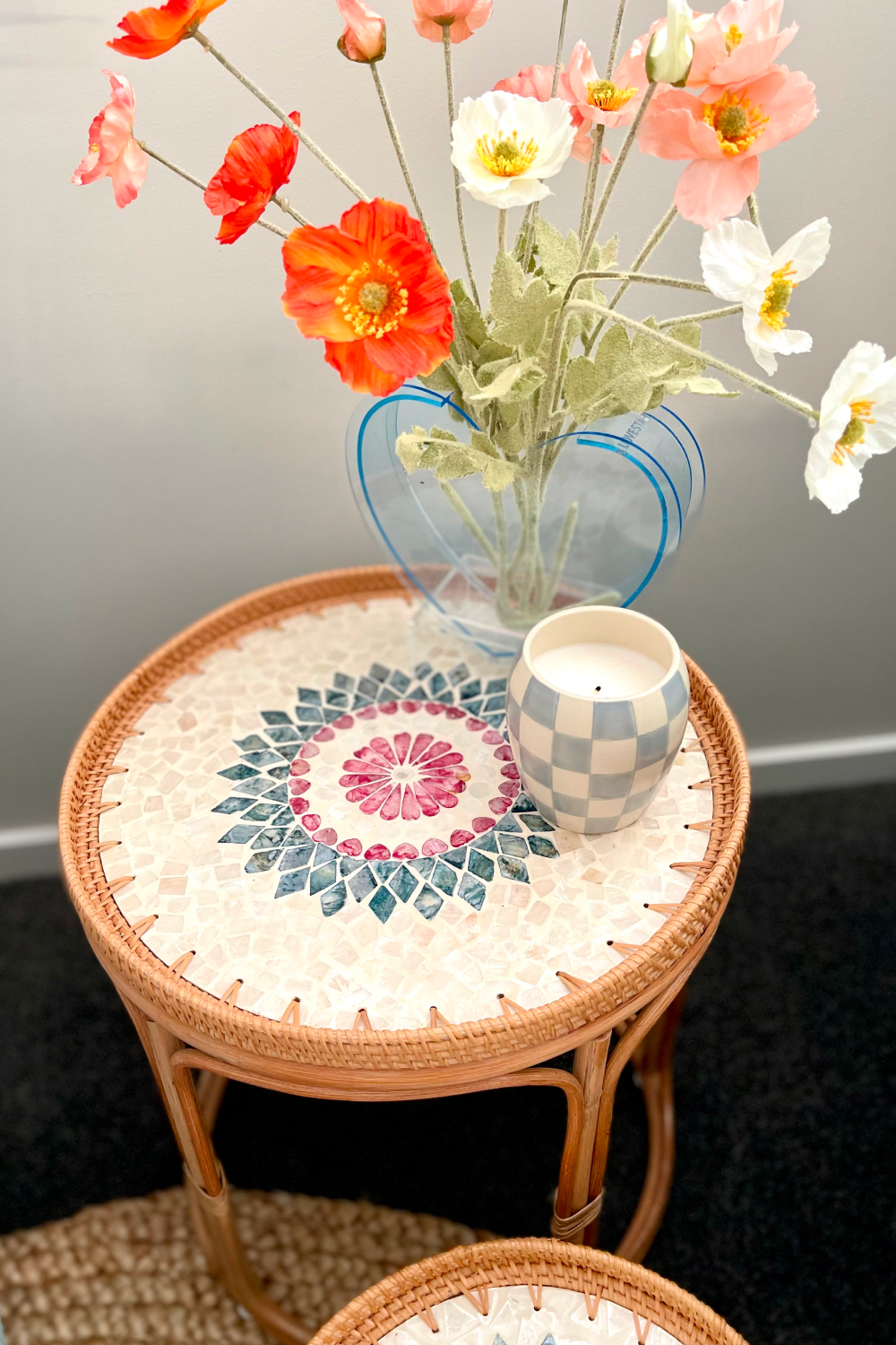 Floral Rattan Table Set