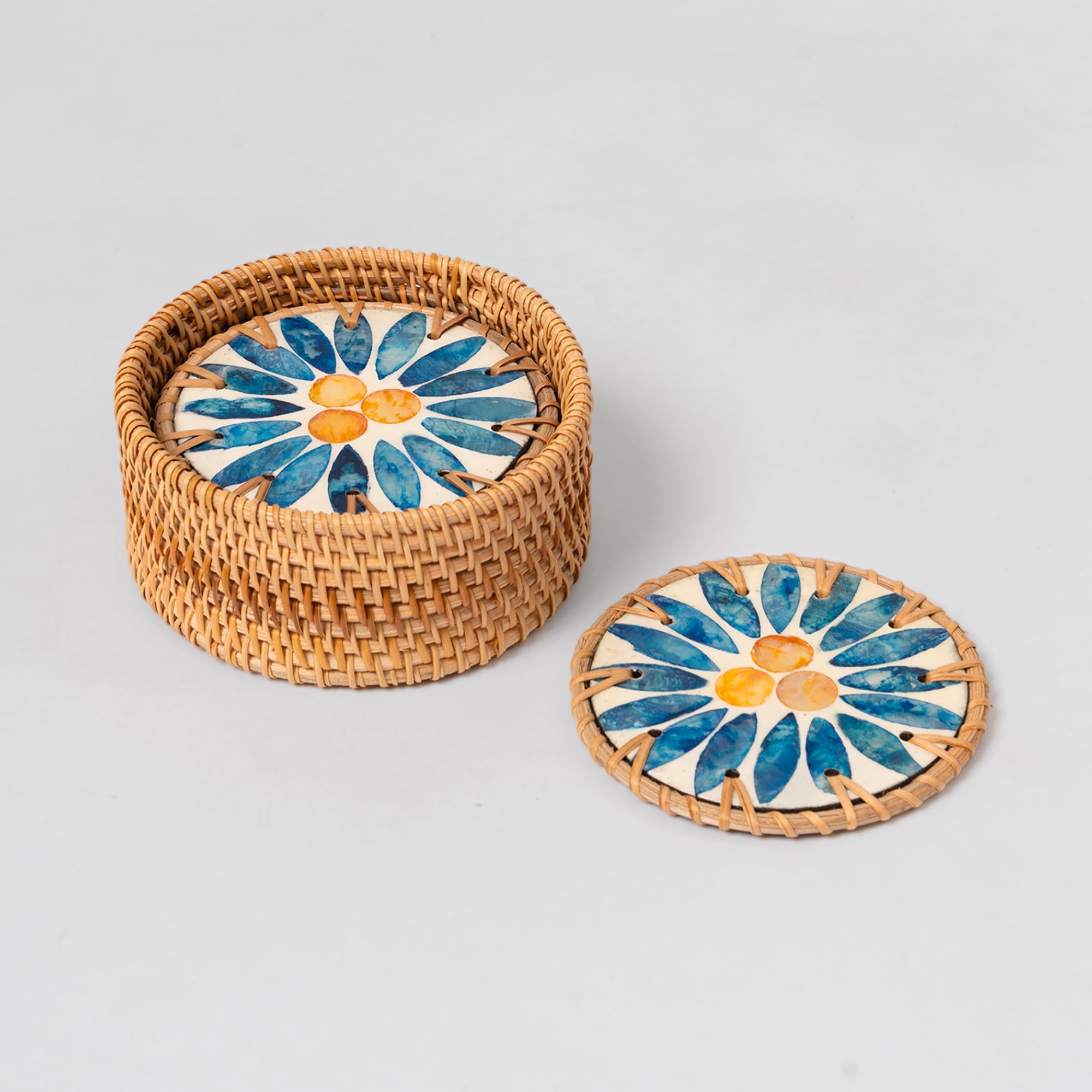 Sunburst Rattan Coasters (Set of 6)