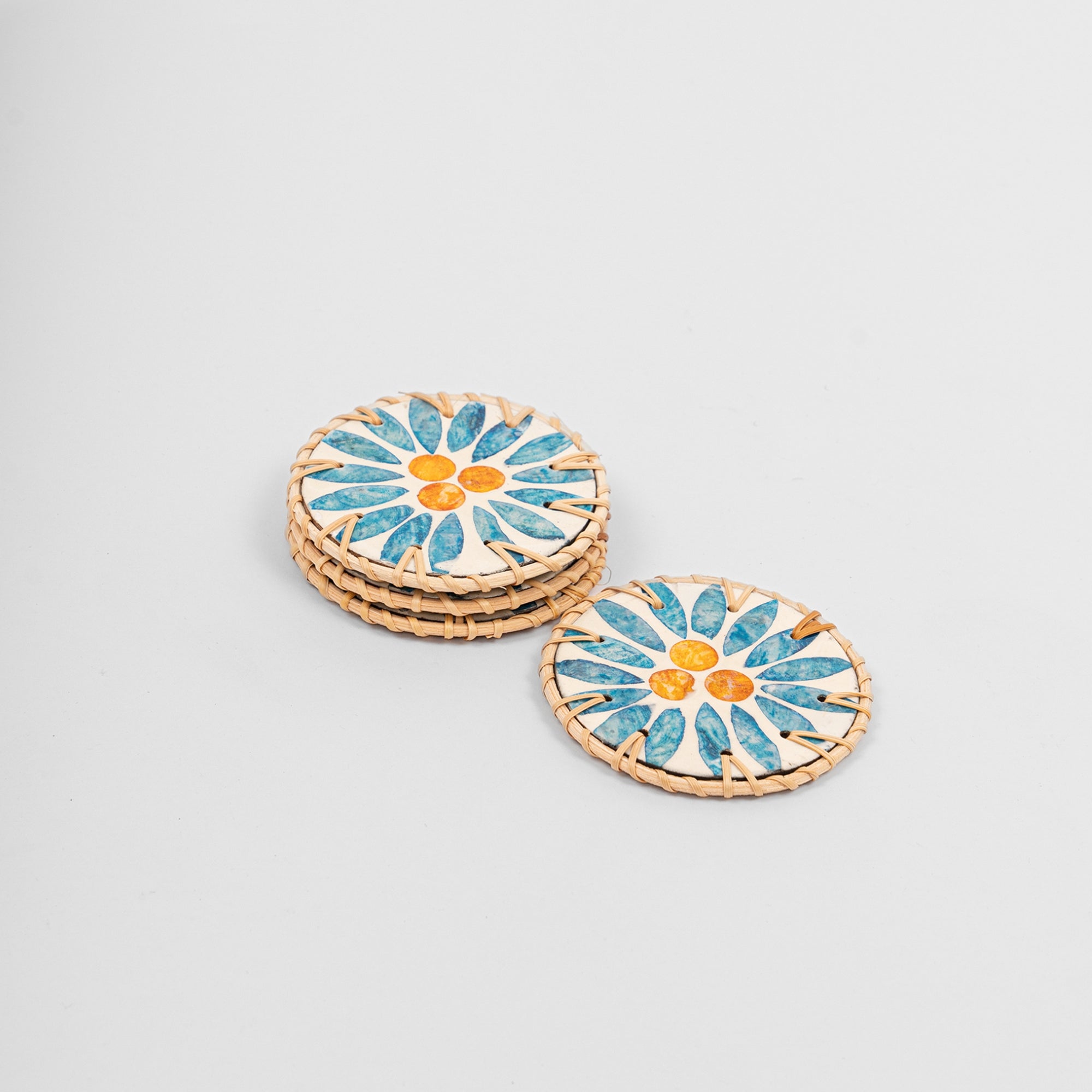 Sunburst Rattan Coasters (Set of 4)